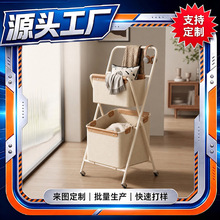 家用脏衣篓篮收纳筐双层可折叠置物架日式铁艺大容量浴室卫生间洗