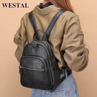 WESTAL Genuine Leather Women's Backpack Women's High-grade Top Layer Cowhide Soft Leather Women's All-match Backpack