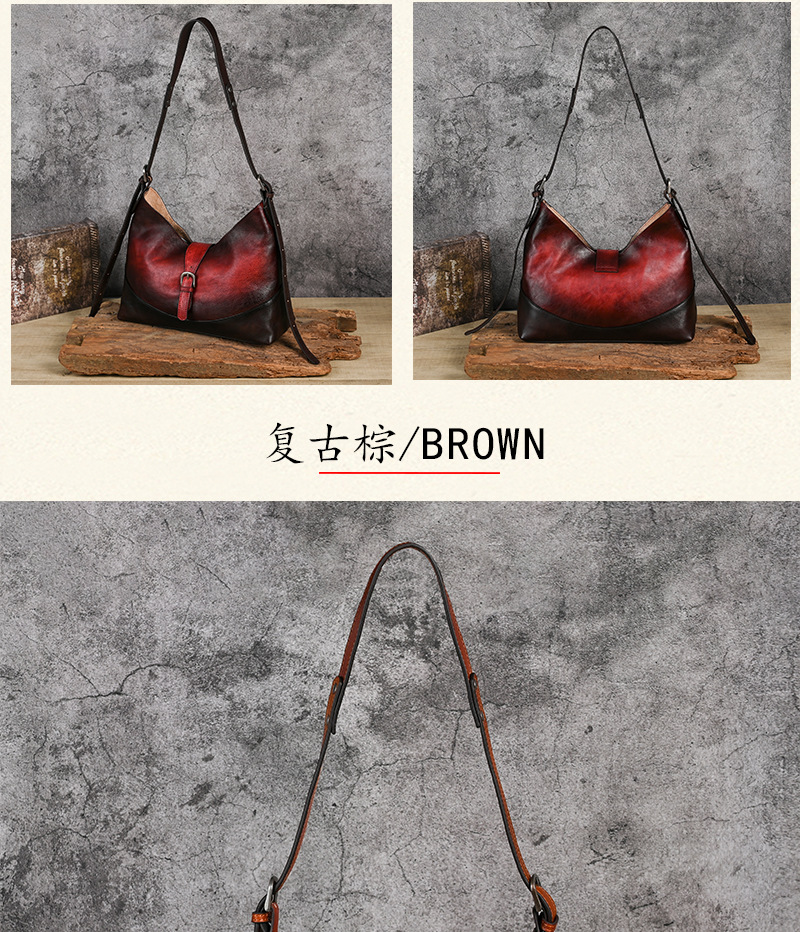 Túi tote da bò thật phong cách vintage, tay cầm chắc chắn, dung tích lớn — Vàng cổ điển, Màu xanh lá cây, Đỏ cổ điển, Nâu cổ điển chi tiết 20