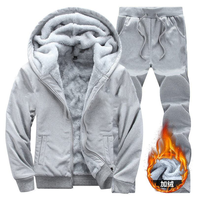 Comercio exterior Amazonas invierno trajes deportivos para hombres con cremallera de lana sólida Cardigan con chaqueta con capuz para hombres