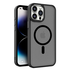 批發蘋果15金盾磨砂磁吸殼適用於iphone14純色膚感金屬手機套