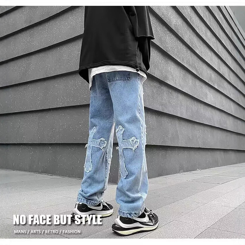 Men's Baggy Trousers Cross Mens Loose Jeans Pants Women's Denim