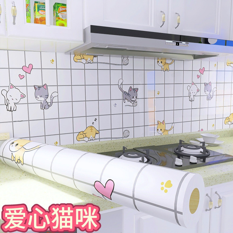 厚みのあるキッチン防水および耐油ステッカー耐火性および耐高温性引き出しキャビネットストーブ改修防湿デスクトップ壁紙|undefined