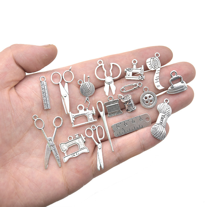 18 Tailor Tools Pendant diy Alloy Jewelry Accessories Sewing Machine Needle and Thread Button Pendant Amazon Hot Sale 18 Tailor Tools Pendant diy Alloy Jewelry Accessories Sewing Machine Needle and Thread Button Pendant Amazon Hot Sale