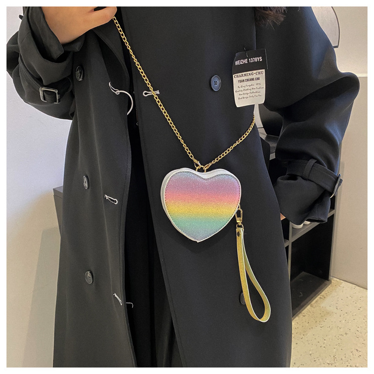 Women's New Heart Shaped Box Bag Chain Bag Fashion Shoulder Bag Crossbody Bag Solid PU_voghion.com