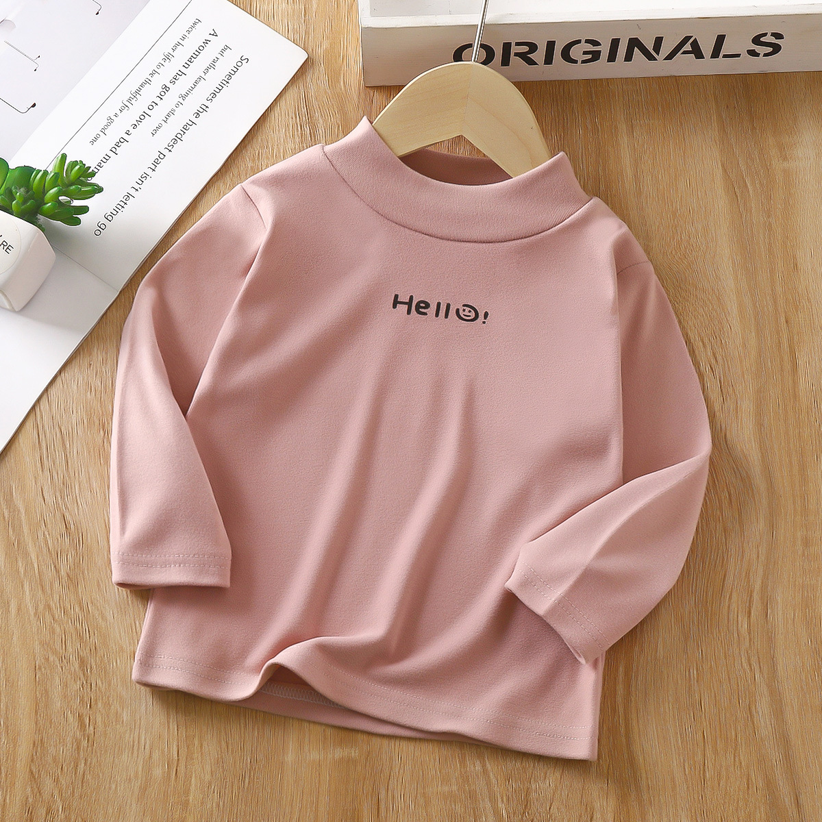 Camisa de fondo para niños de Terciopelo Otoño e Invierno medio cuello alto Camiseta de manga larga para niños cálido interior Top Primavera y otoño ropa para niños image 4