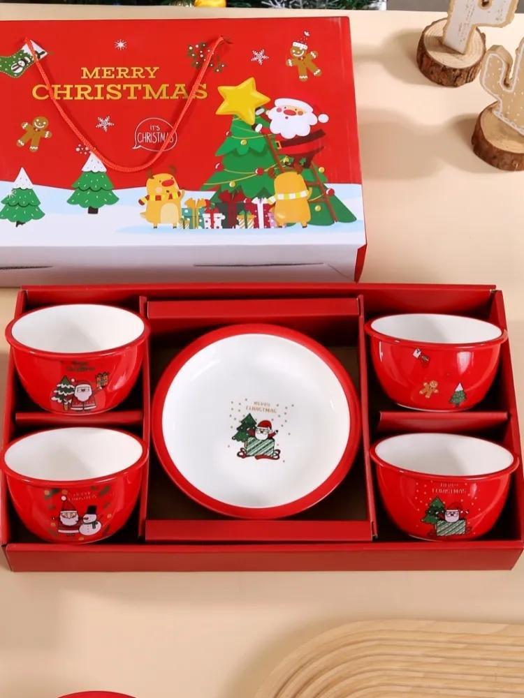 Cerámica de Navidad regalos platos de cerámica creativos conjuntos de platos de cerámica regalos de impresión de logotipo bol