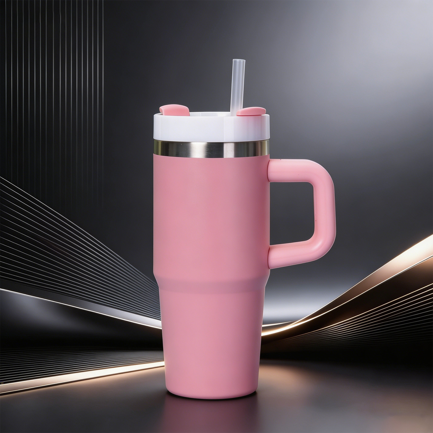 Amazon 14oz304 taza de acero inoxidable taza de aislamiento frío taza de hielo de oficina portable taza de paja