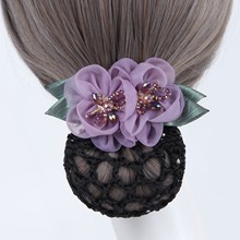 头花女韩版银行酒店职业花朵发网护士盘发网兜后脑勺发圈头饰发饰