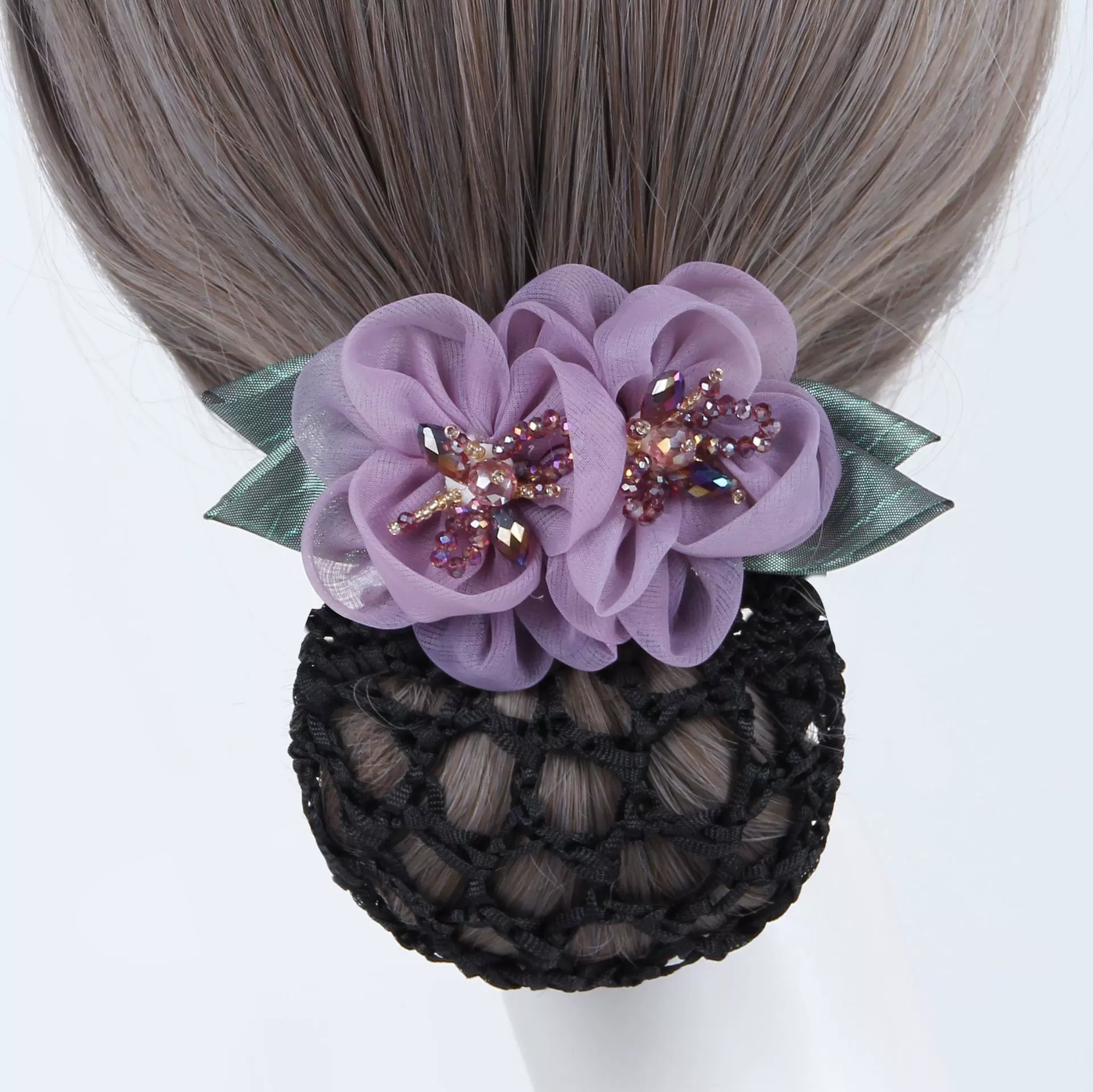 头花女韩版银行酒店职业花朵发网护士盘发网兜后脑勺发圈头饰发饰