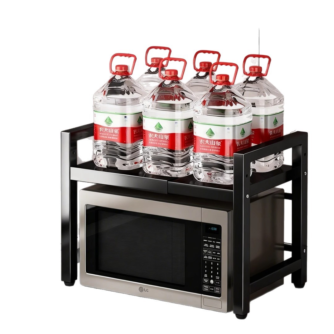 Estante de cocina para microondas de acero al carbono con espacio para condimentos