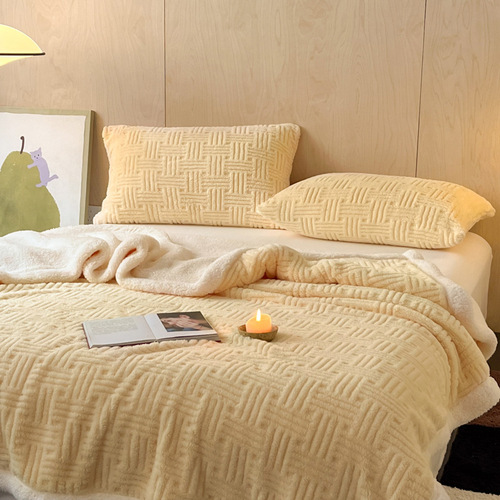 Trade Thick Patterned Soft Cotton Wool Blanket Warm Milk Wool Bed Sheet Sofa Blanket Napkin Cover Blanket