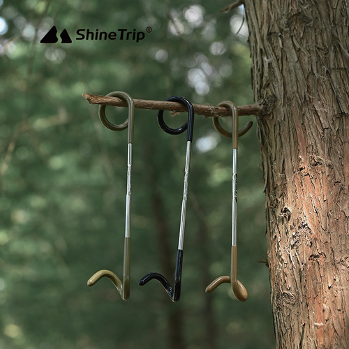 Shanqu Outdoor Camping Stainless Steel Light Stand Hook Canopy Rod Support Hook S-shaped Spiral Light Stand Pig Tail Hook