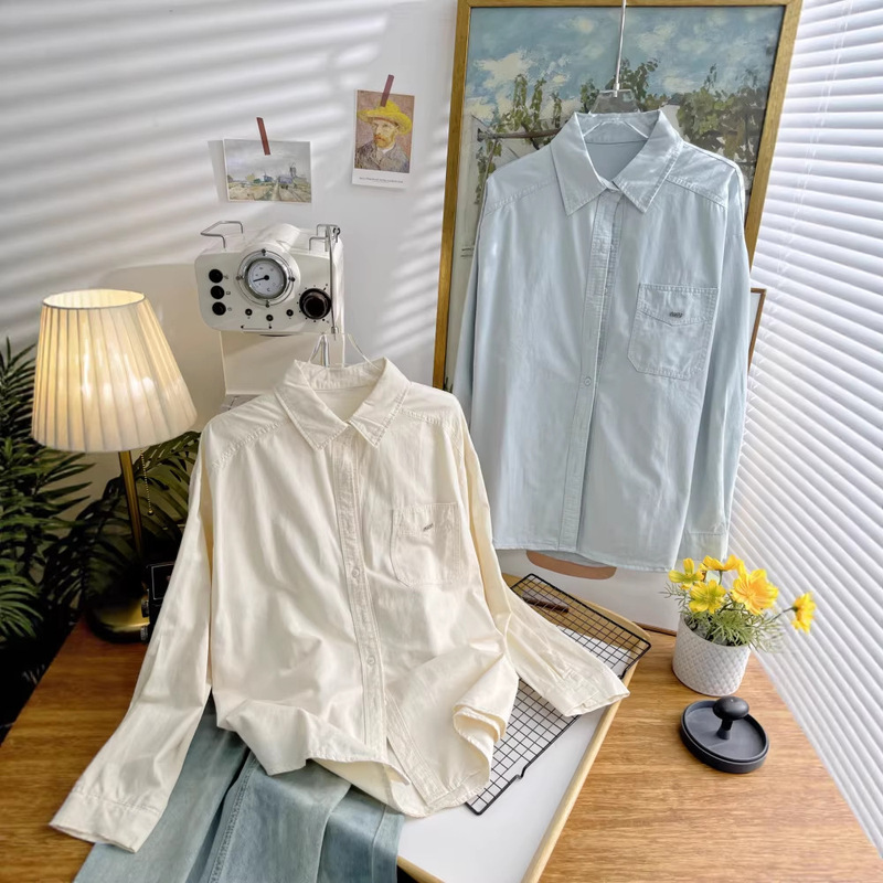 Korean-Style Pure Cotton Sun-Protective Base Shirt for Women, 2024 Autumn New Model, Petite-Sized Shirt Jacket 4527 Korean-Style Pure Cotton Sun-Protective Base Shirt for Women, 2024 Autumn New Model, Petite-Sized Shirt Jacket 4527