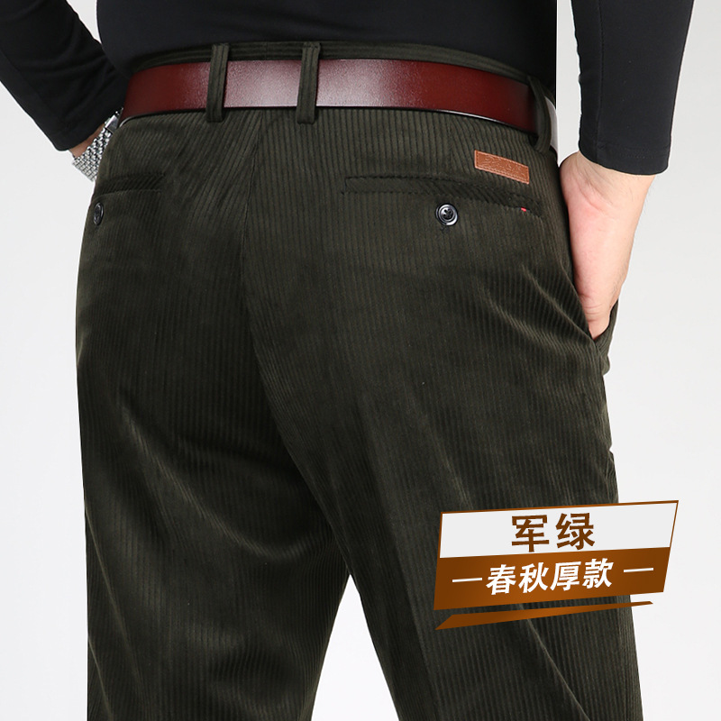 Venta al por mayor en el extranjero pantalones de traje de otoño e invierno de los hombres engrosados pantalones casuales sueltos rectos papá pantalones de mediana edad