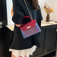 2025夏季新款下挎包女拼接链条大容量单肩包女欧美复古时尚斜挎包