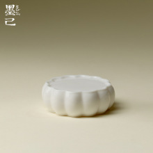 墨己玉泥甜白釉白瓷花朵盖置茶道配件家用茶壶盖子放置摆件定制