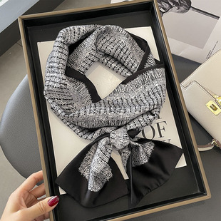 Korean-style Irregular Silk-like Scarf Women's Spring and Autumn Long Scarf Tie Bag Ribbon Thin Narrow Flat-angle Scarf