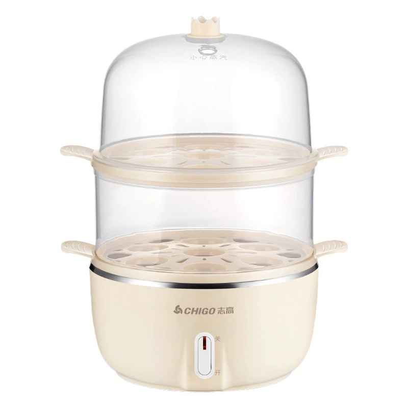 Chigo Двухслойный котел для яиц Мини-пароварка для яиц Артефакт для кипячения яиц Многофункциональный Мелкая бытовая техника Подарочная оптовая продажа