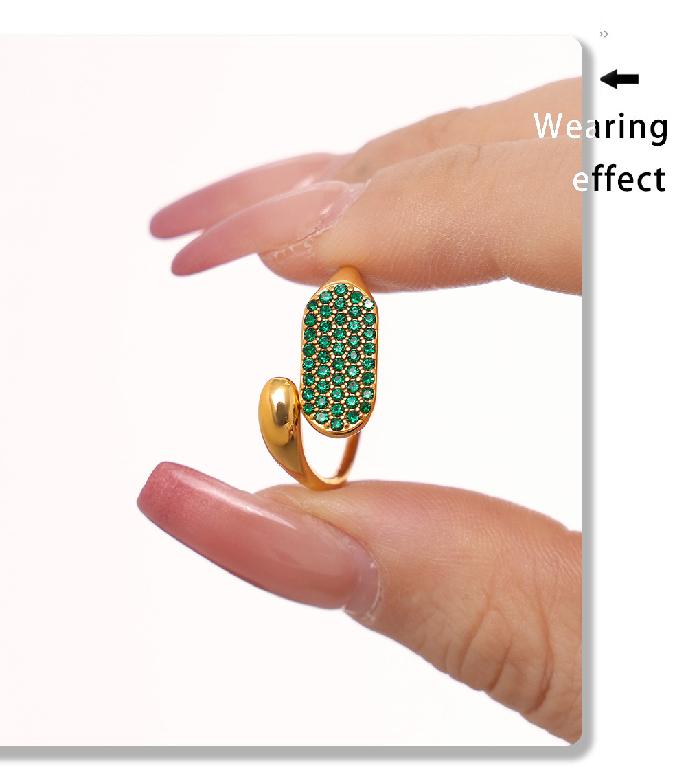 Adjustable Square Zircon Ring For Women Minimalist Titanium Steel_voghion.com