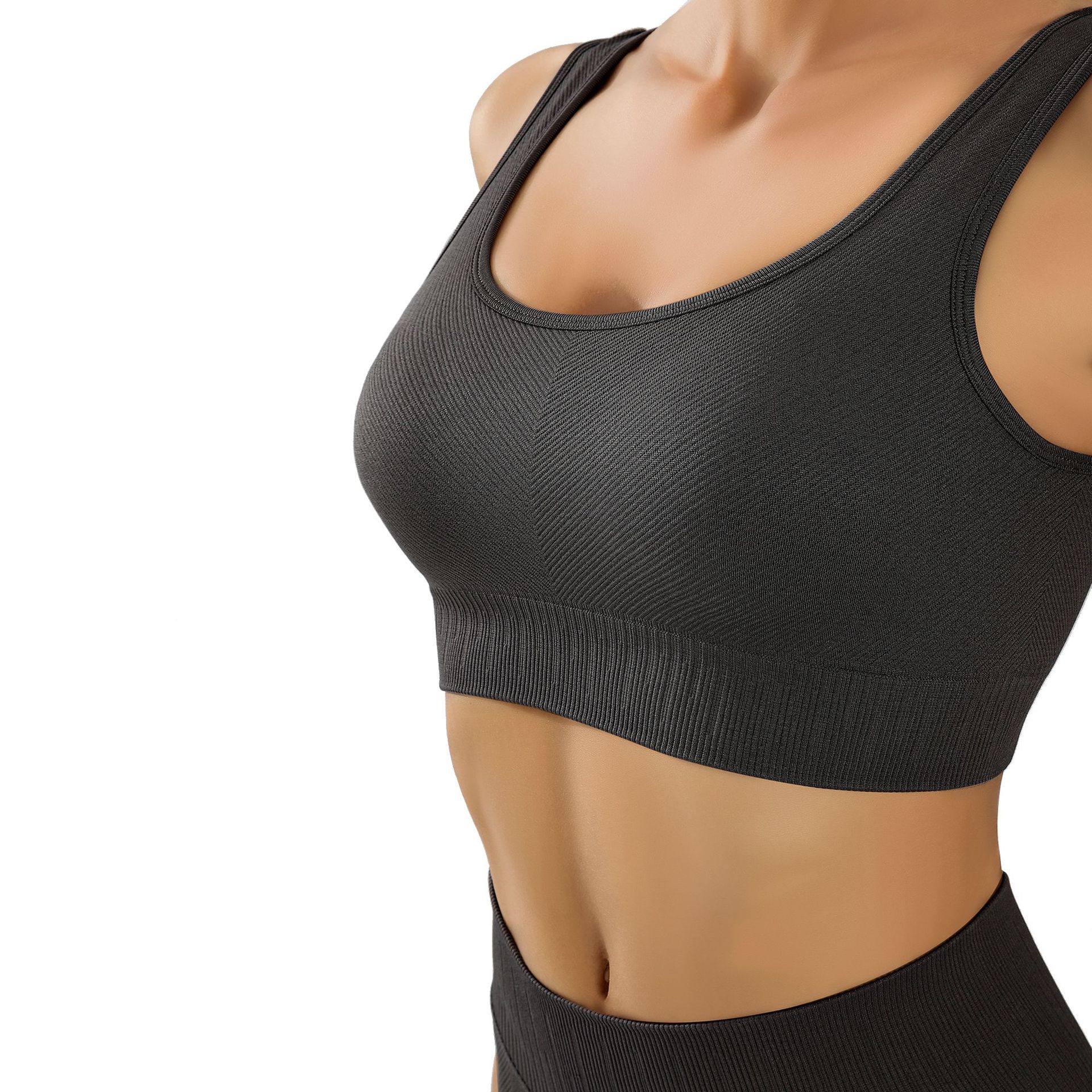 新款欧美斜纹运动文胸美背提臀健身跑步高腰瑜伽裤女瑜伽服套装女