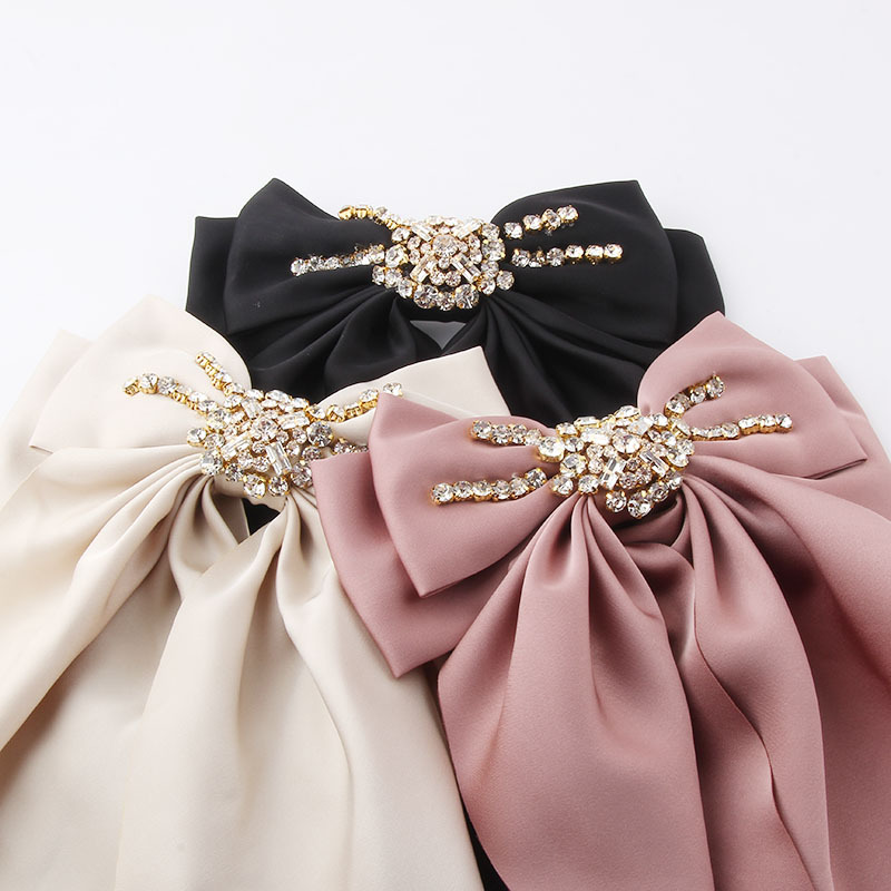 New Fashion Bowknot Long Cloth Inlaid Diamond Hairpin display picture 2