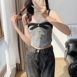 24 New Sexy Hot Girl Style Button Design Camisole Women's Inner Wear with Breast Pads and Beautiful Back Tops