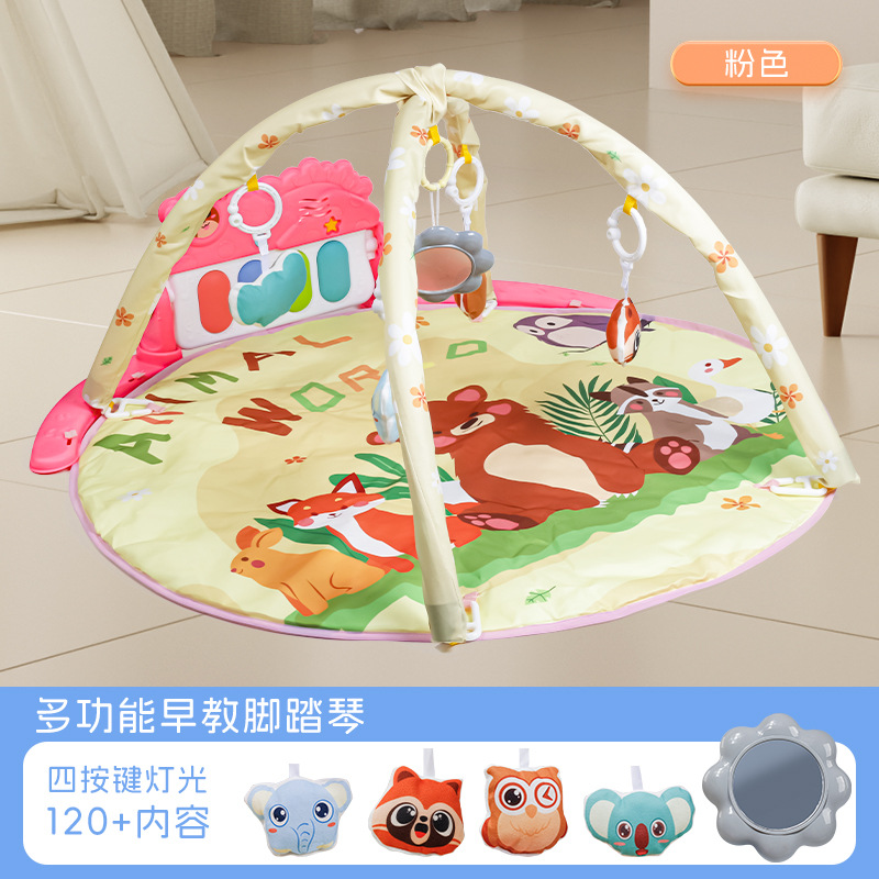 Alfombra de gateo redonda grande con piano de pedales y música para bebés, centro de actividades para bebés, juguetes educativos para la primera infancia