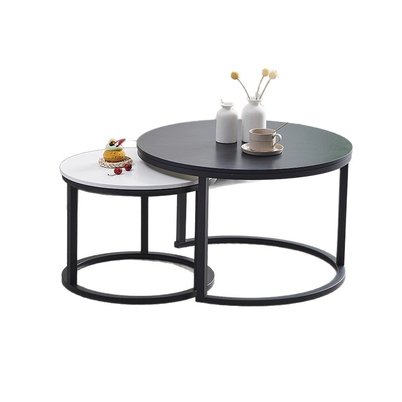 Venta directa de fábrica Mesa de centro pequeña de lujo ligero nórdico Sala de estar para el hogar Mesa de té simple creativa Mesa de té de combinación redonda moderna