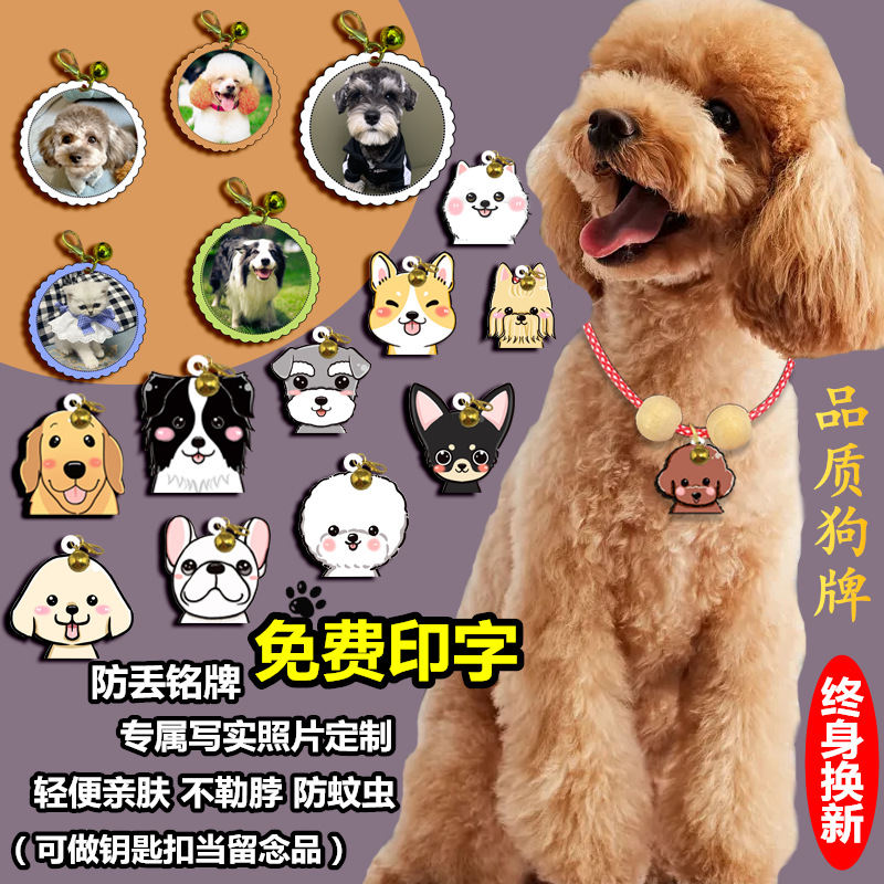 Pet Store deworming collar dog tag engraved badge custom made ID tag cat bell anti-lost pendant location