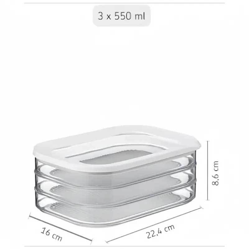 Caja de conservación de alimentos con tapa, organizador plástico transparente para carne refrigerada, apilable y sellada