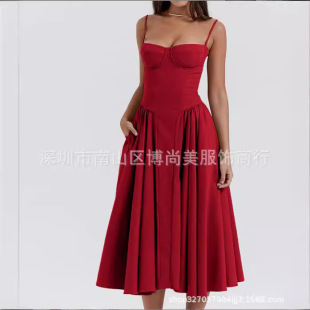 Summer Amazon Skirt New French Retro Long Skirt Palace Style Dopamine Wear Women's Sling Dress
