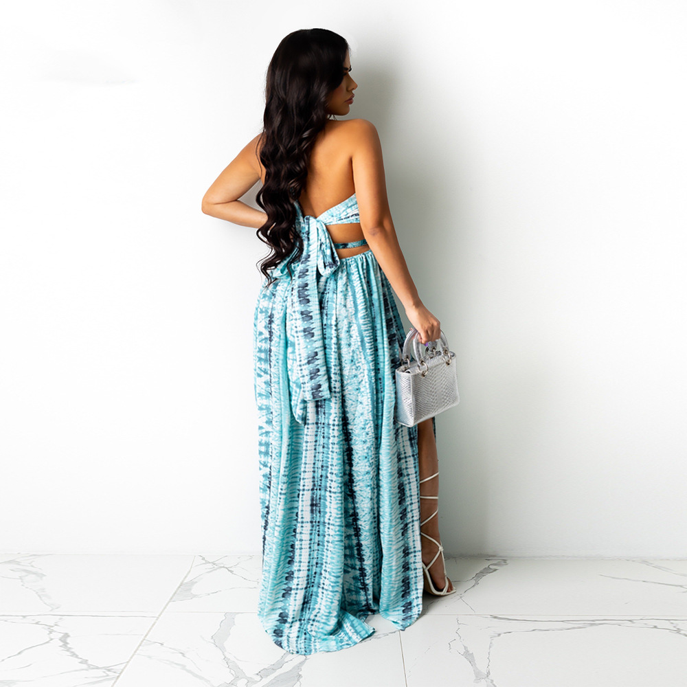 irregular split sexy halter long skirt dress nihaostyle clothing wholesale NSCYF68170