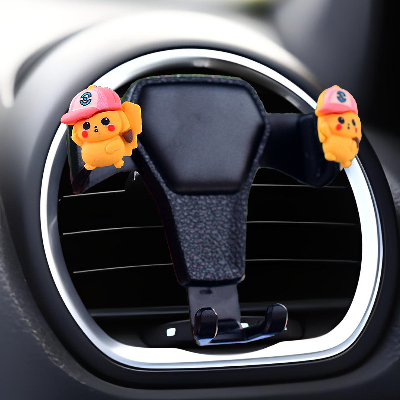 Nuevos adornos de coche de resina Pikachu, adornos de pantalla de navegación de consola central de coche de dibujos animados, adornos de movimiento de cabeza