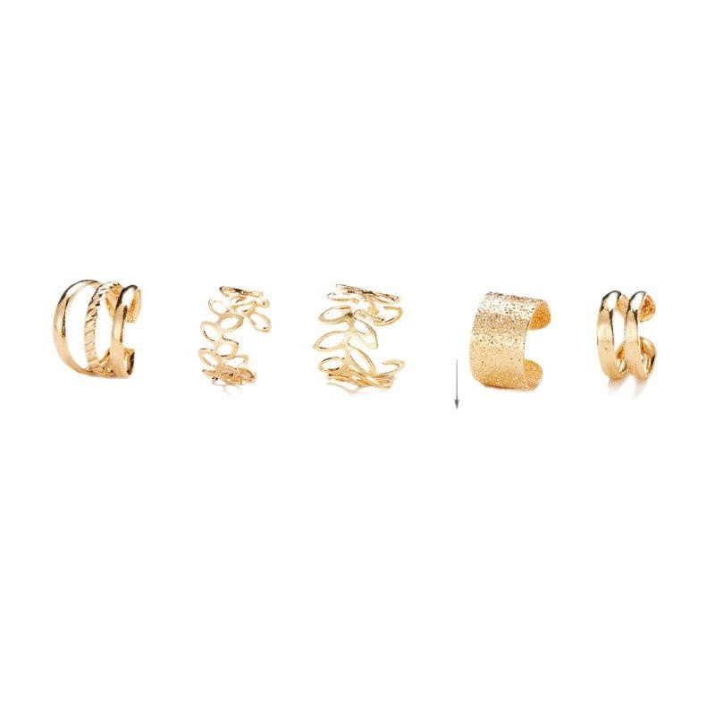 Fashion Ins Non-Pierced Ear Cuff Light Luxury Personality Multi-Layer Hollow C-Shaped Ear Clip Niche Design Earring Set