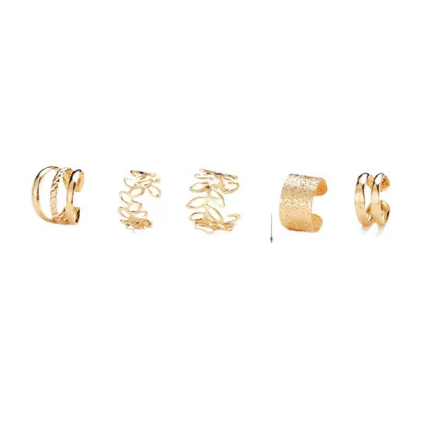 Fashion Ins Non-Pierced Ear Cuff Light Luxury Personality Multi-Layer Hollow C-Shaped Ear Clip Niche Design Earring Set