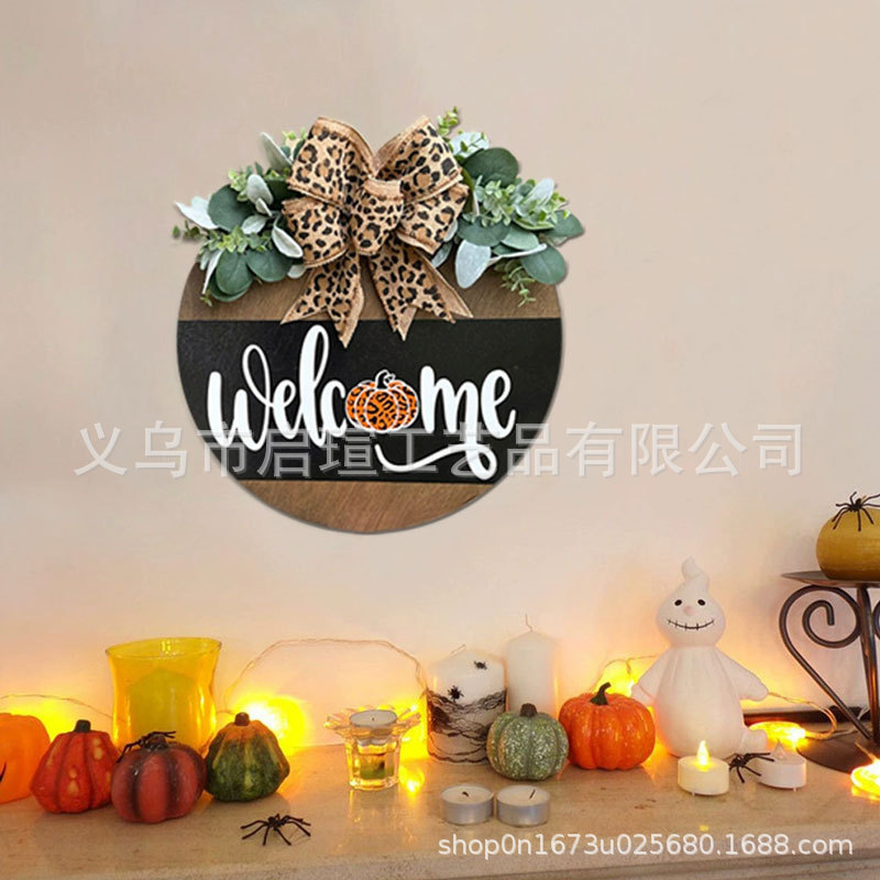 国境を越えた新製品ハロウィンクリスマスイエスホワイトゴーストBOOドアサイン装飾木製工芸品ペンダント|undefined