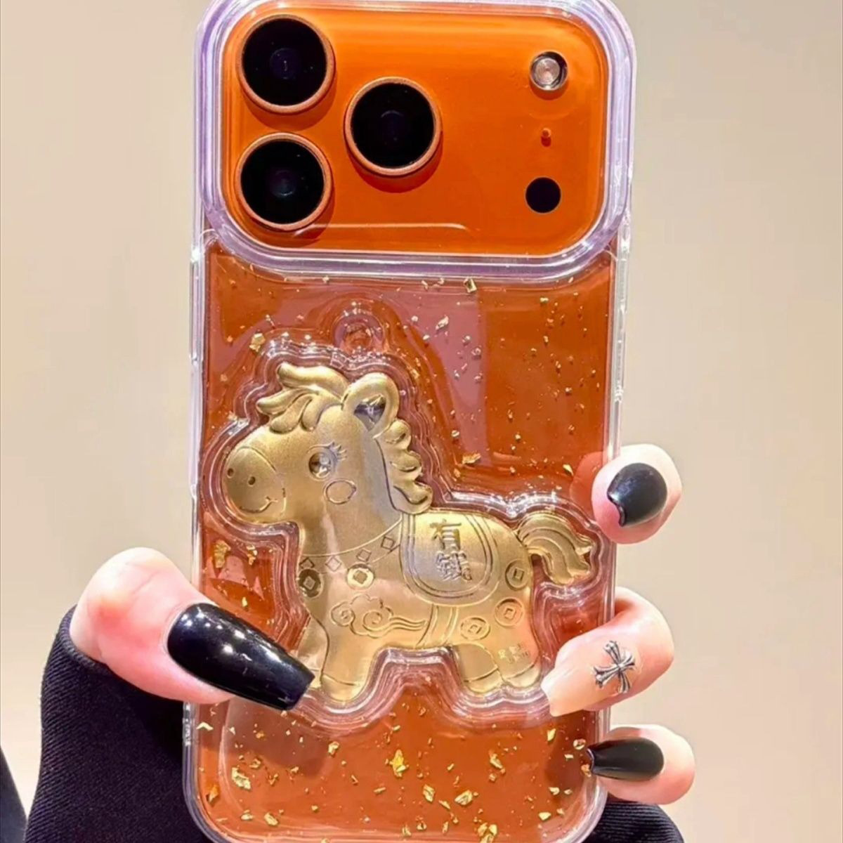 2026 Year of the Horse Spring Festival New Year Phone Case Suitable for Apple 17Pm15, High-End Luxury New Year Phone Case for Girls