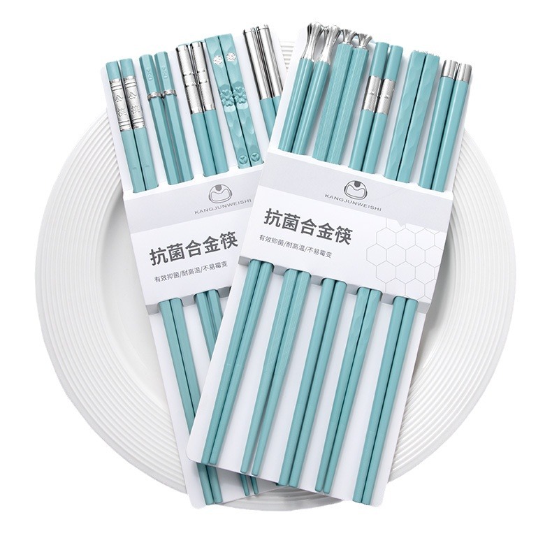 Nuevos palillos de aleación a prueba de moho sin moho de alta gama de alto grado hogar familia una persona palillos de alto aspecto rápido