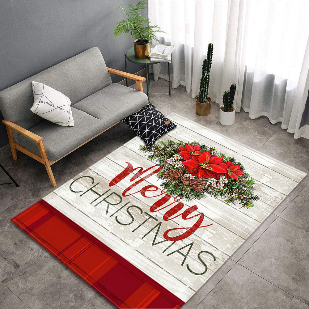 新款热销Merry Christmas门垫圣诞厨房长条地垫卧室客厅地毯代发