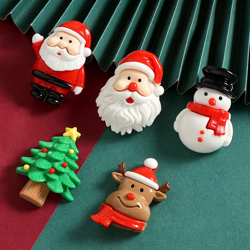 漫画大型クリスマスツリー老人ヘラジカヘッド樹脂アクセサリー diy クリーム接着剤冷蔵庫マグネットジュエリー材料パッチ|undefined