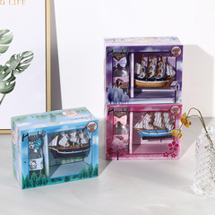 Decorated room for a girl with a sailboat, sparkling wish bottle, beautiful meaning of smooth sailing - girlfriend's birthday gift