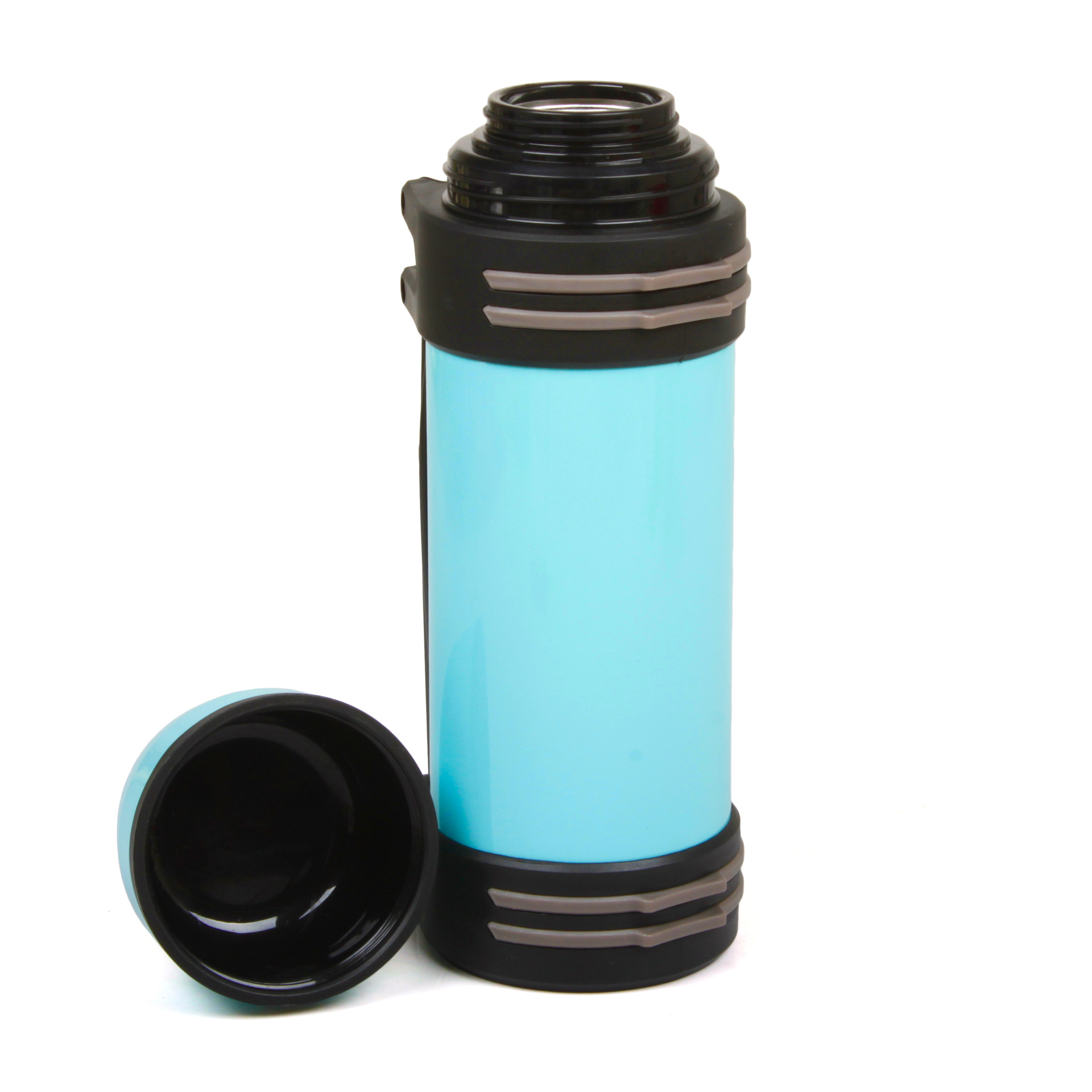 Popular de acero inoxidable hervidor de agua con aislamiento al aire libre portátil de viaje creativo Prensa de doble tapa sellada 1.2L hervidor