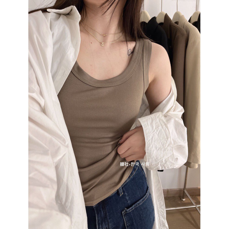 Dongdaemun Style Base Shirt That Covers Side Breasts, Prevents Exposure, Can Be Worn Outside, Versatile, Slimming Base Tank Top for Women