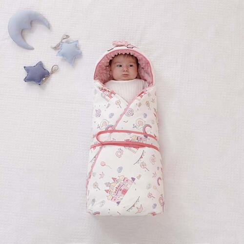 Cotton quilt, baby's removable beanie quilt, hooded baby quilt, children's outing swaddle wrap, autumn and winter blanket