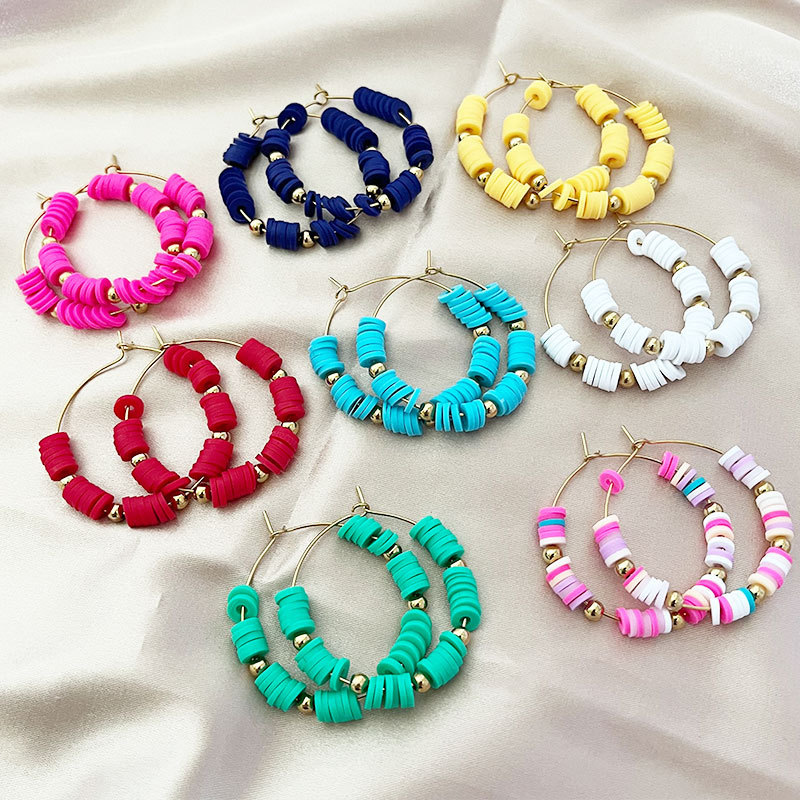 2023 new bohemian soft pottery stainless steel earrings vintage stitching earrings earrings female cross-border goods