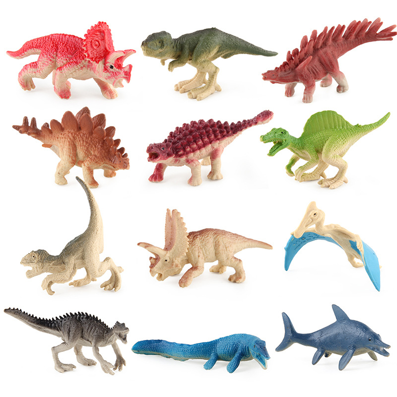 Modelo de dinosaurio jurásico de simulación de tamaño pequeño Tyrannosaurus Stegosaurus sólido manicura dragón hecho a mano decoración fábrica al por mayor
