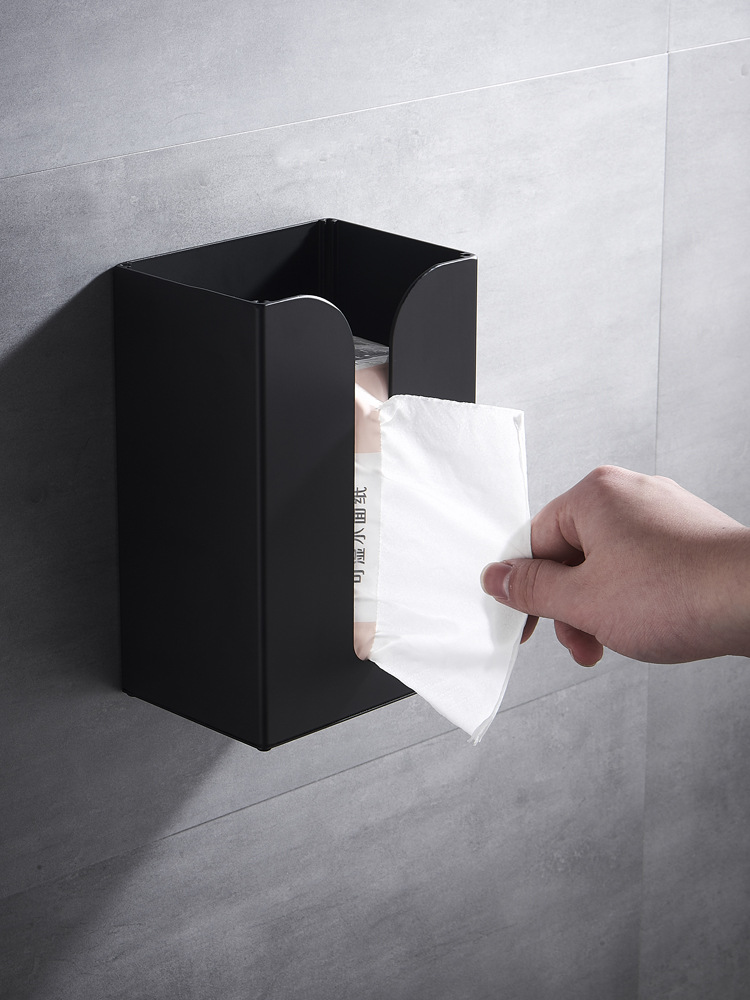 ZB6M批发纸巾盒太空铝厕所浴室厨房黑色免打孔手纸盒卫生间擦手纸