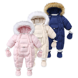 Infant Clothes, Winter Thickeneded Baby Outing Warm Kidsren's Baby Jumpsuits, Cross-Border Ready Stock, Quick Delivery