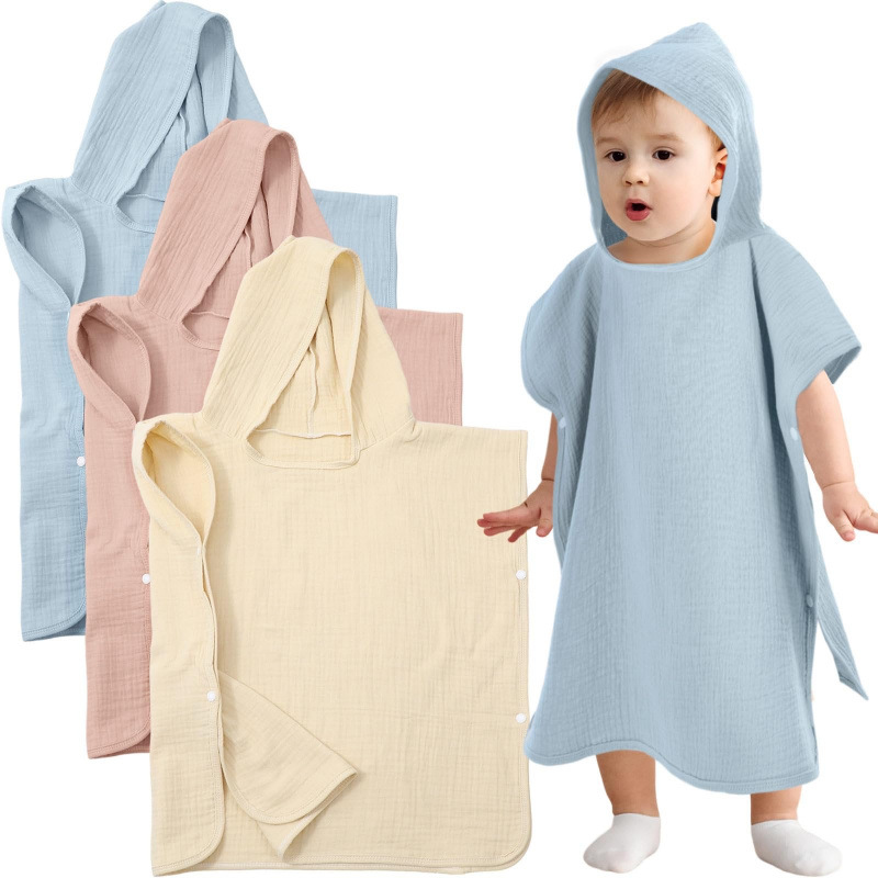 Crepe Cloth Children's Cloak Hood Absorbent Quick-drying Four Seasons Suitable for Baby Boys and Girls Swimming Bathrobe Wearing and Wrapping